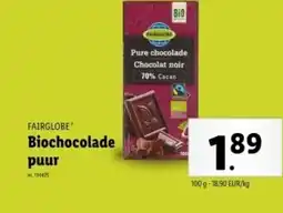 Lidl Fairglobe biochocolade puur aanbieding