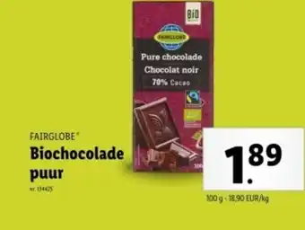 Lidl Fairglobe biochocolade puur aanbieding