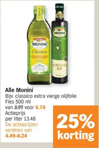 Albert Heijn Alle Monini aanbieding