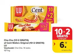 Carrefour Cha-Cha (12+2 GRATIS) of Cent Wafers Original (10+2 GRATIS) LU aanbieding