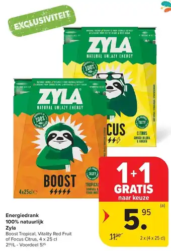 Carrefour Energiedrank 100% natuurlijk Zyla aanbieding