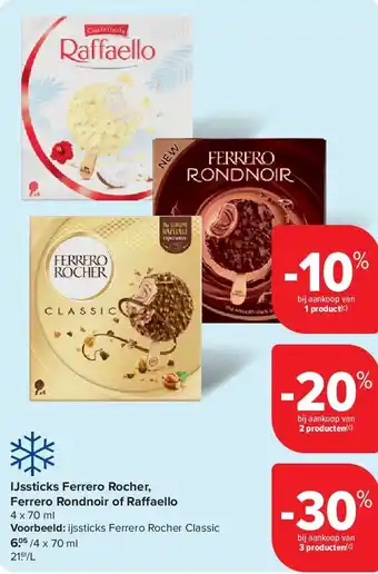 Carrefour IJssticks Ferrero Rocher, Ferrero Rondnoir of Ra aello aanbieding