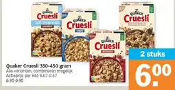 Albert Heijn Quaker Cruesli 350-450 gram aanbieding