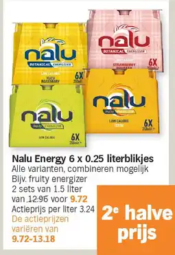 Albert Heijn Nalu Energy 6 x 0.25 literblikjes aanbieding