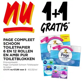 Jumbo Page compleet schoon toiletpapier 6 en 12 rollen en ambi pur toiletblokken aanbieding