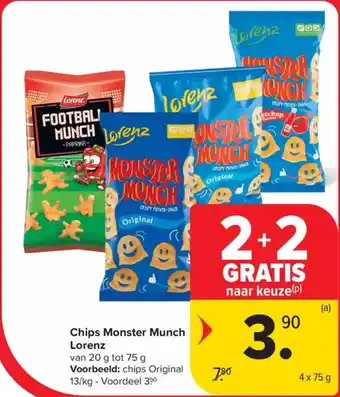 Carrefour Market Chips Monster Munch Lorenz aanbieding