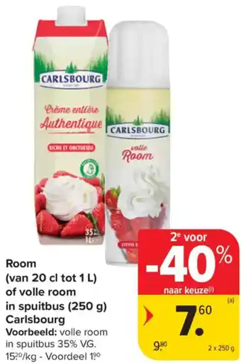 Carrefour Market Room of volle room in spuitbus Carlsbourg aanbieding