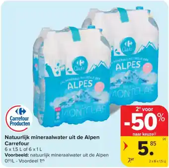 Carrefour Market Natuurlijk mineraalwater uit de Alpen Carrefour aanbieding