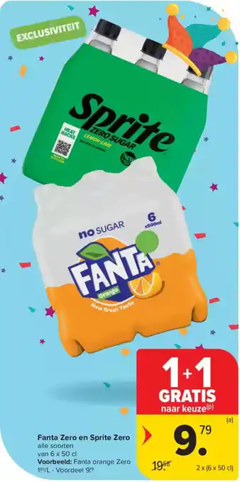 Carrefour Market Fanta Zero en Sprite Zero aanbieding