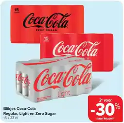 Carrefour Market Blikjes Coca Cola Regular, Light en Zero Sugar aanbieding