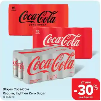 Carrefour Market Blikjes Coca Cola Regular, Light en Zero Sugar aanbieding