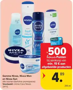 Carrefour Market Gamma Nivea, Nivea Men en Nivea Sun aanbieding