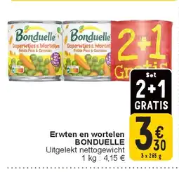 Cora Erwten en wortelen BONDUELLE aanbieding