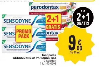 Cora Tandpasta SENSODYNE of PARODONTAX aanbieding