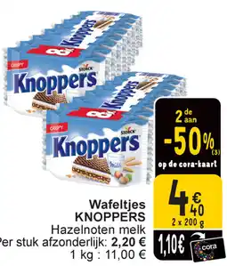 Cora Knoppers wafeltjes hazelnoten melk aanbieding