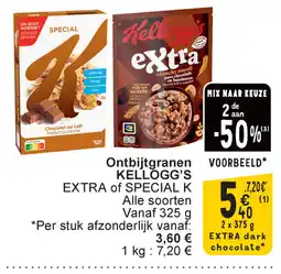 Cora Kellogg's ontbijtgranen extra of special k aanbieding