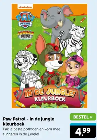 Boekenvoordeel Paw Patrol - In de jungle kleurboek aanbieding