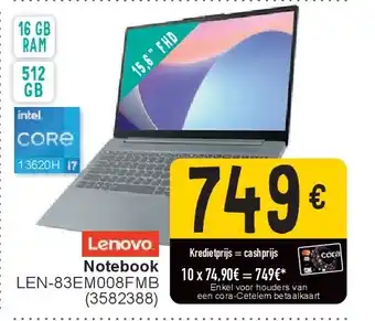 Cora Notebook LEN-83EM008FMB aanbieding