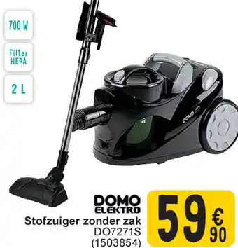 Cora Domo elektro stofzuiger zonder zak DO7271S aanbieding