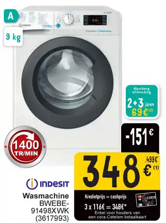 Cora Indesit wasmachine BWEBE-91498XWK aanbieding