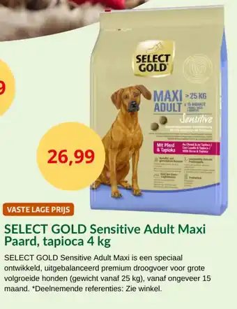 Maxi Zoo Select gold sensitive adult maxi paard tapioca aanbieding