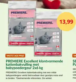 Maxi Zoo Premiere excellent klontvormende kattenbakvulling met babypoedergeur aanbieding