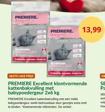 Maxi Zoo Premiere excellent klontvormende kattenbakvulling met babypoedergeur aanbieding