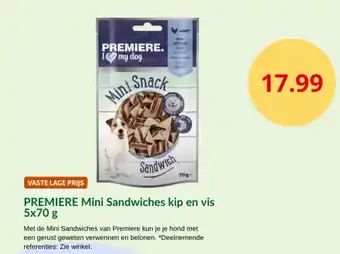 Maxi Zoo Premiere mini sandwiches kip en vis aanbieding