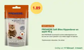 Maxi Zoo Premiere soft bites kippenlever en appel aanbieding