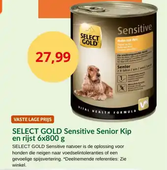 Maxi Zoo Select gold sensitive senior kip en rijst aanbieding