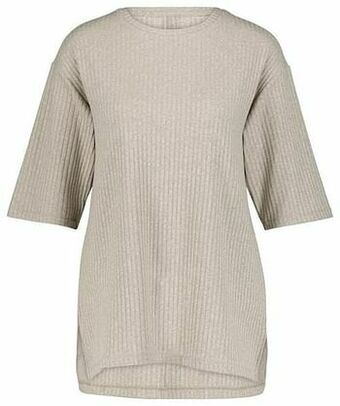HEMA HEMA Dames T-shirt Ava Rib Lichtgrijs (lichtgrijs) aanbieding