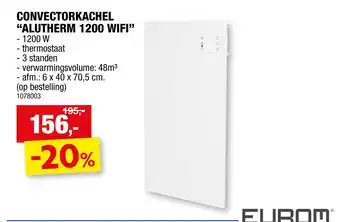 Hubo Alutherm 1200 wifi convectorkachel aanbieding