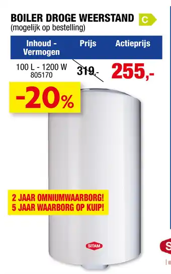 Hubo Boiler droge weerstand aanbieding