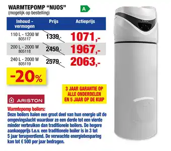 Hubo Nuos warmtepomp aanbieding