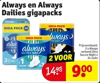 Kruidvat Always en always dailies gigapacks aanbieding