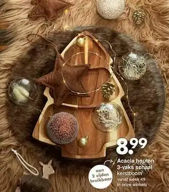 Wibra Acacia houten 3-vaks schaal aanbieding