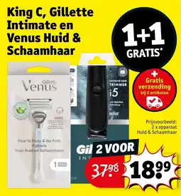 Kruidvat King C Gillette Intimate en Venus Huid & Schaamhaar aanbieding