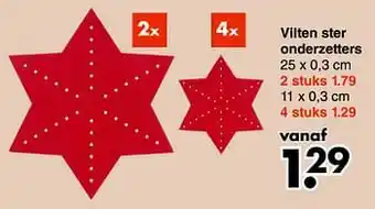 Wibra Vilten ster onderzetters aanbieding