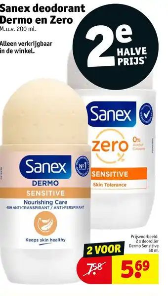 Kruidvat Sanex deodorant dermo en zero aanbieding