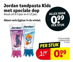 Kruidvat Jordan tandpasta kids met speciale dop aanbieding