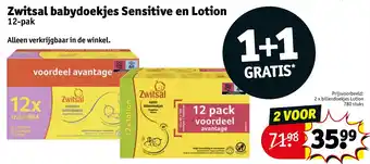 Kruidvat Zwitsal babydoekjes Sensitive en Lotion aanbieding