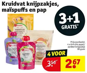 Kruidvat Kruidvat knijpzakjes, maïspuffs en pap aanbieding