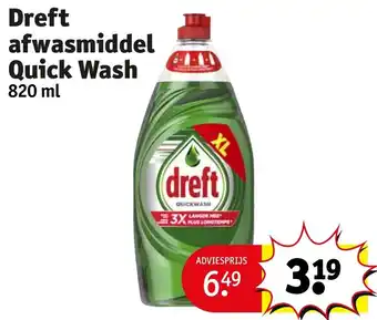 Kruidvat Dreft afwasmiddel Quick Wash aanbieding