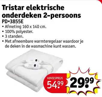 Kruidvat Tristar elektrische onderdeken 2-persoons PD3855E aanbieding