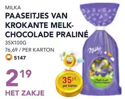 Bidfood Milka paaseitjes van krokante melk- chocolade praliné aanbieding