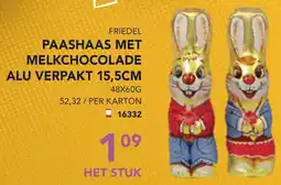 Bidfood Friedel paashaas met melkchocolade alu verpakt aanbieding