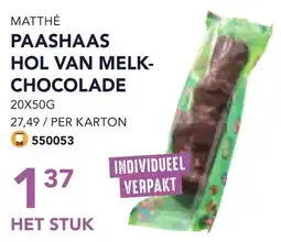 Bidfood Matthé paashaas hol van melkchocolade aanbieding