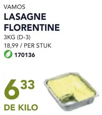 Bidfood Vamos lasagne florentine aanbieding