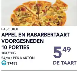 Bidfood Pasquier appel en rabarbertaart voorgesneden aanbieding