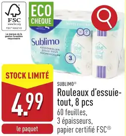 ALDI Sublimo Rouleaux d'essuie- tout, 8 pcs aanbieding